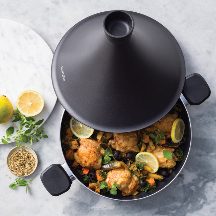 Skillet with tajine lid